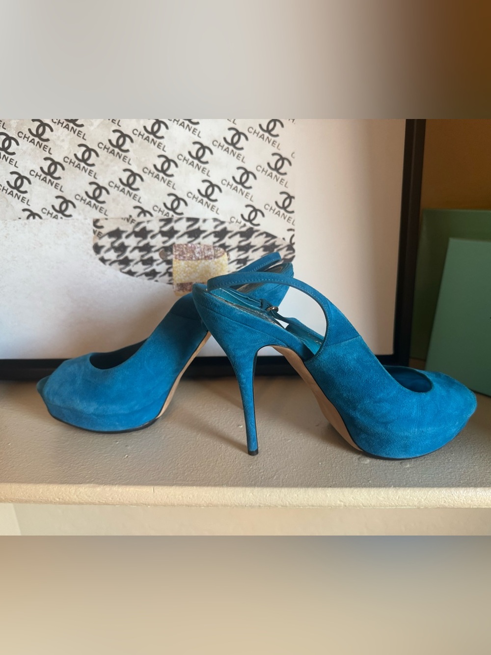 Gucci Blue Suede Heels